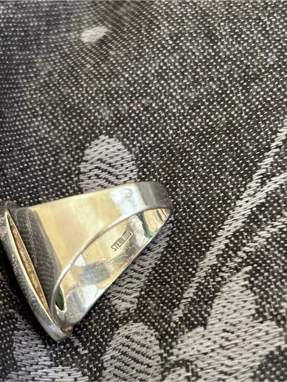 Marquise Abalone Inlay Sterling Silver Ring - Size 10.5